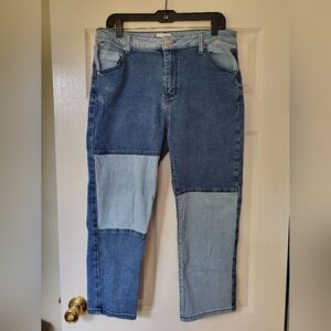 Colorblock Straight Leg Jeans